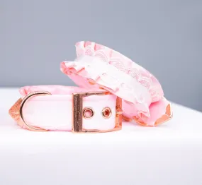 6" - 8" Pink and White Lace - Rose Gold BDSM Cuffs