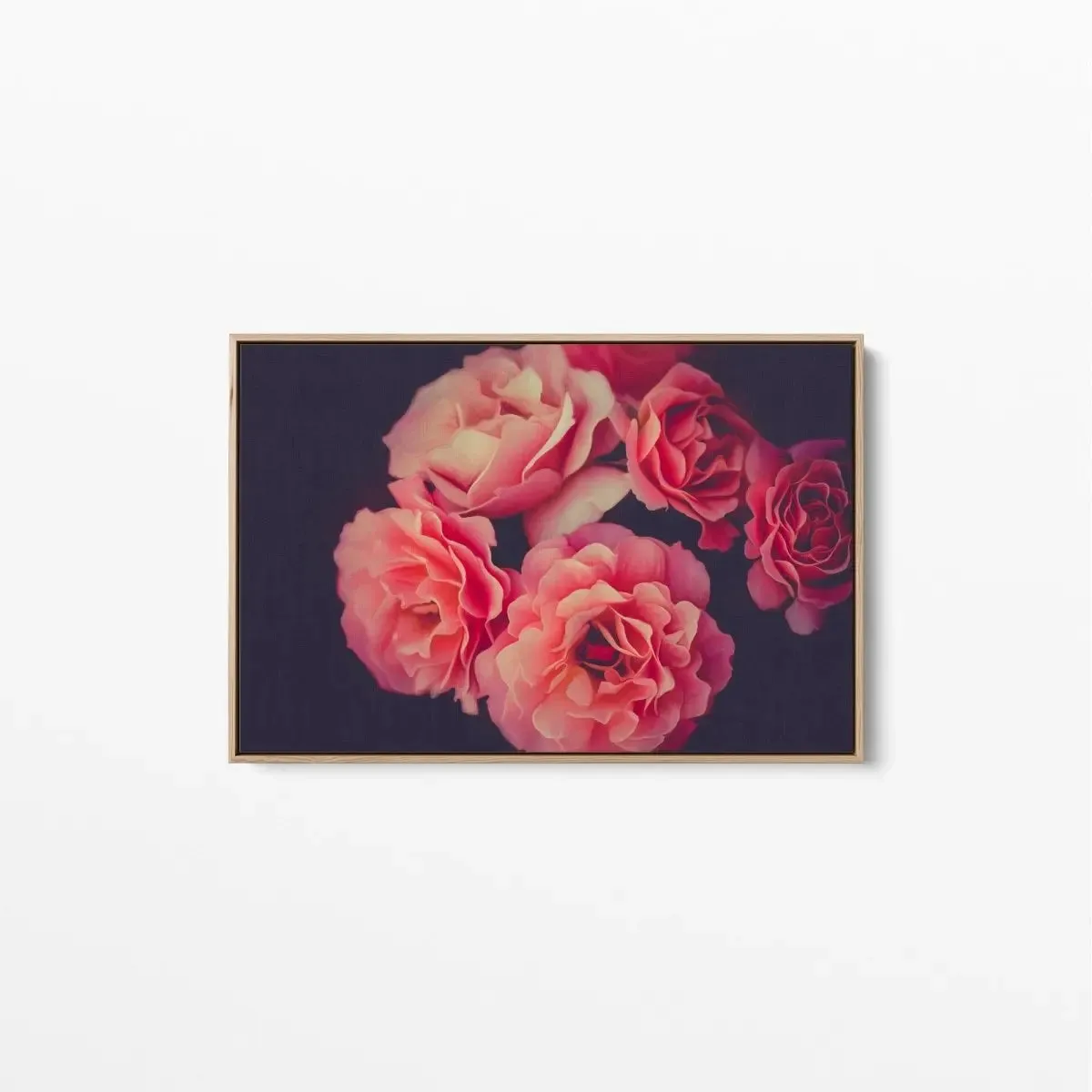 A Twist Of Fate - Navy and Pink Rose Artwork Stretched Canvas Wall Art