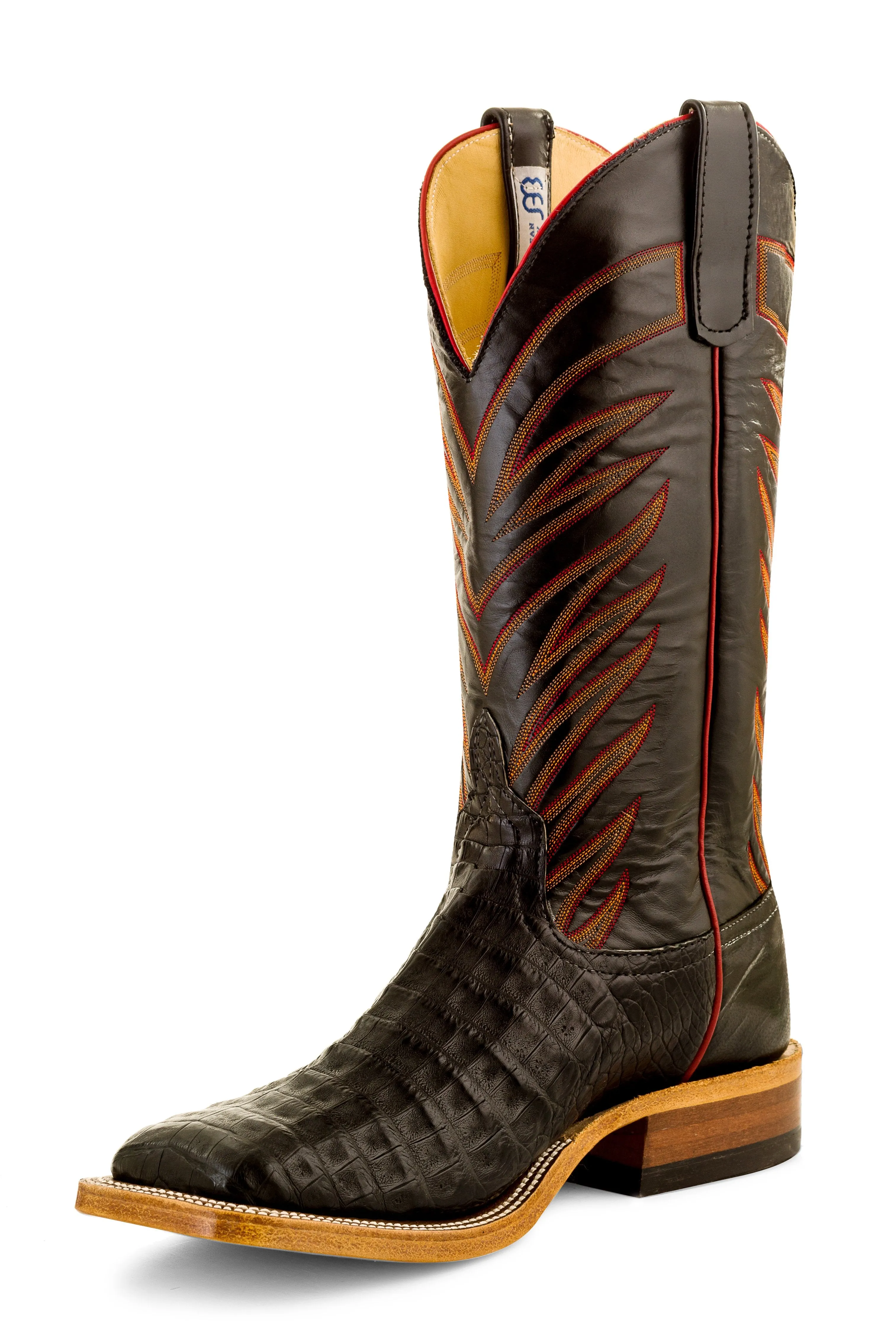 Anderson Bean Adult Boots - S3005 Vamp Black Caiman Belly Black Glove Leather