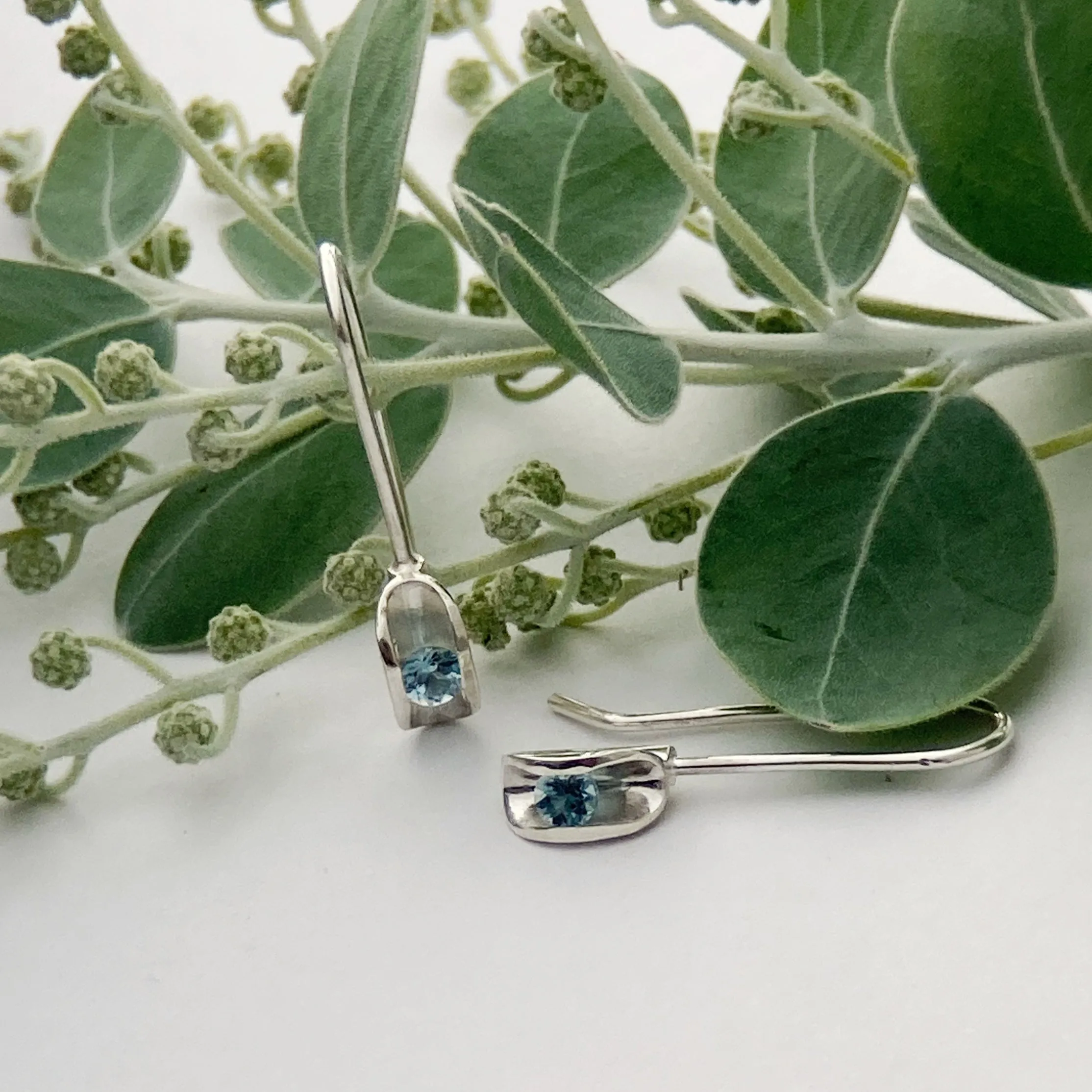 Aquamarine silver drop earrings