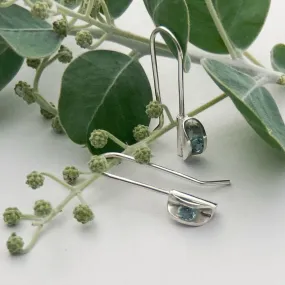 Aquamarine silver drop earrings