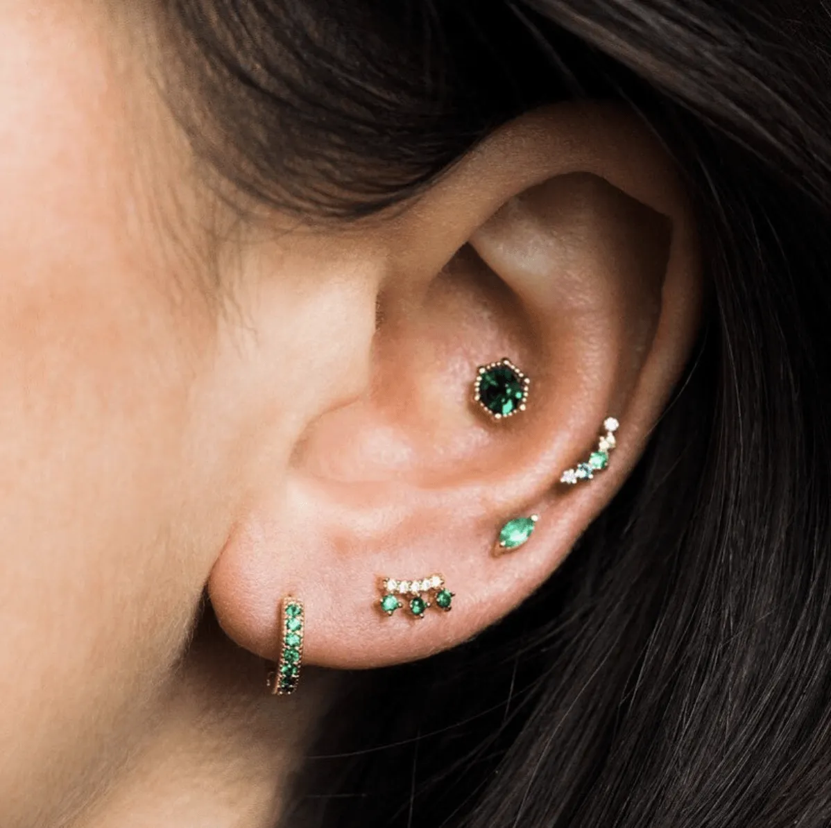 Astrid Stud Earrings in Emerald