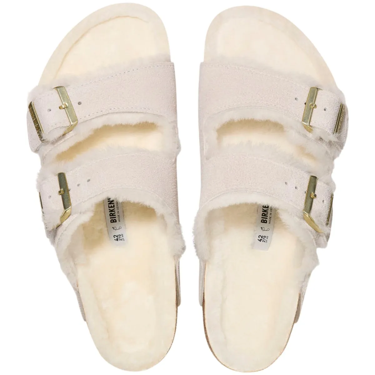 Birkenstock Women's Arizona Shearling Antique White Suede