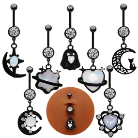 Black Moon Design Inlaid Zircon Alloy Belly Ring