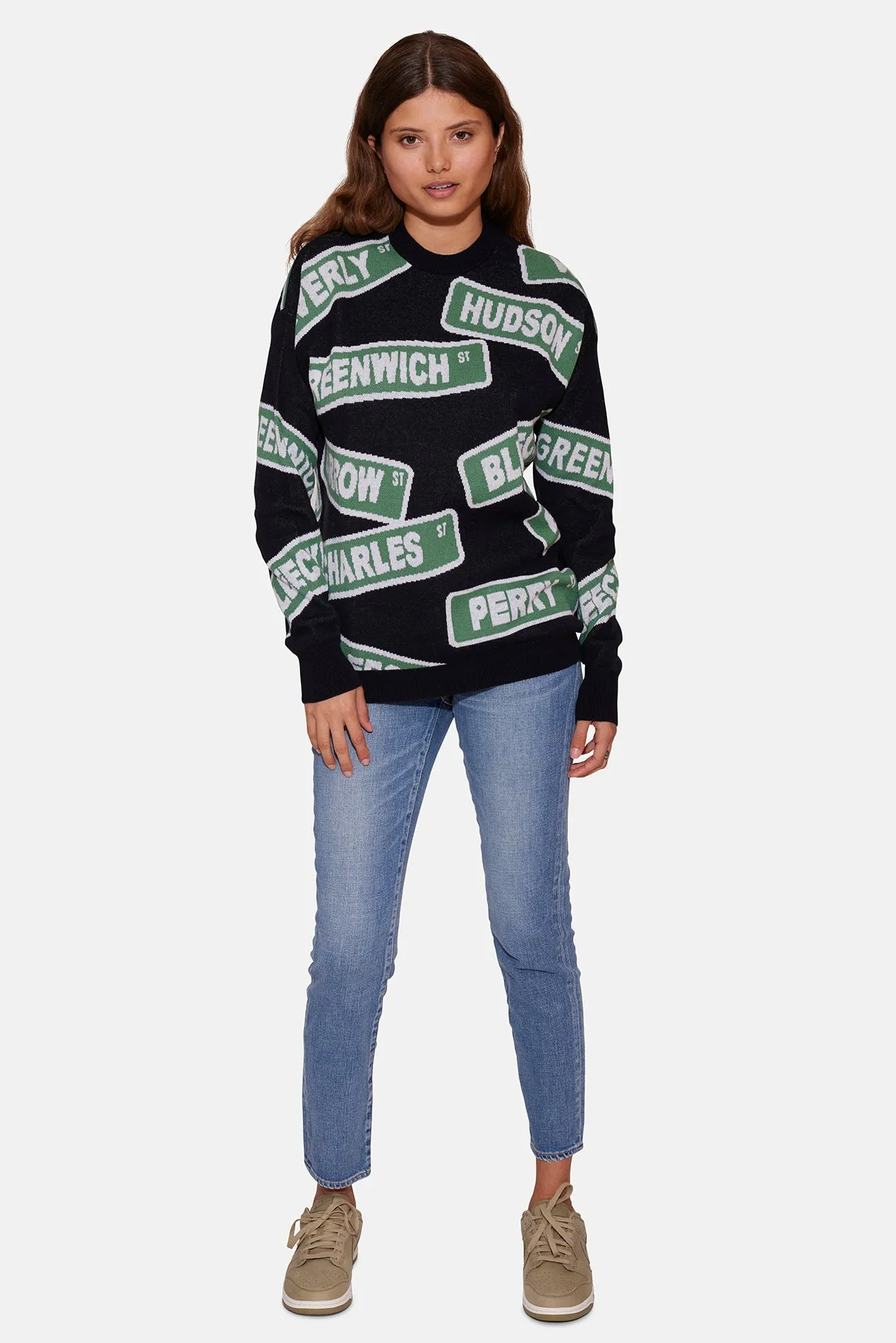 Bleecker Street Crew Sweater Black Combo