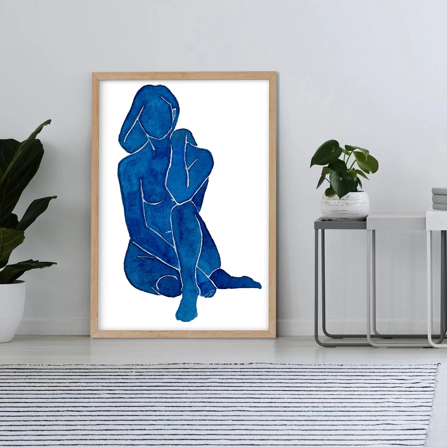 Blue Female Nude Framed Art