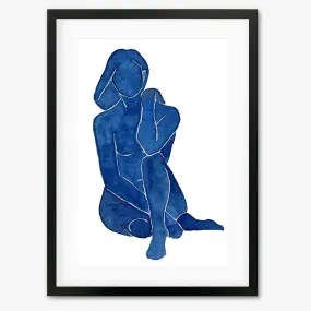 Blue Female Nude Framed Art