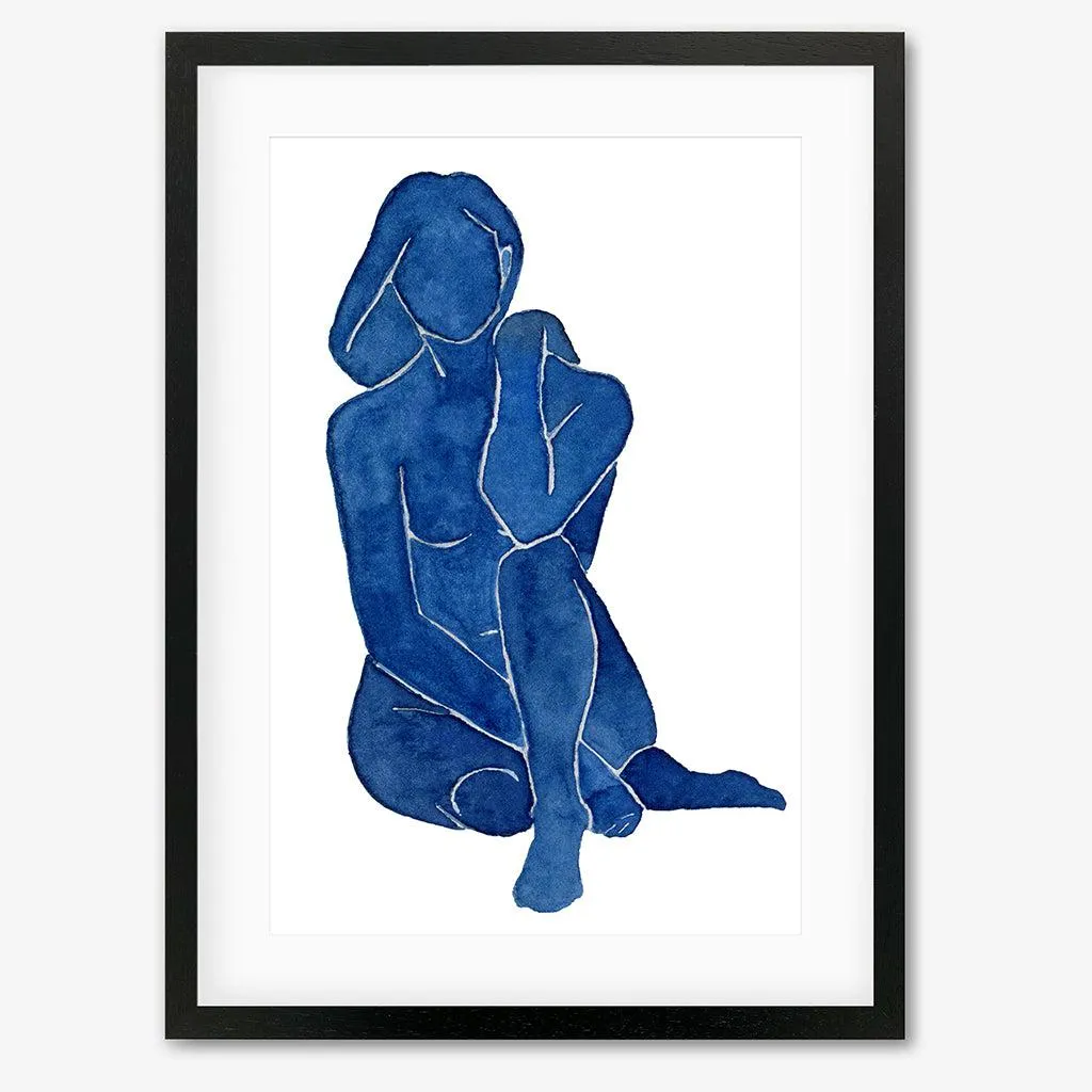 Blue Female Nude Framed Art