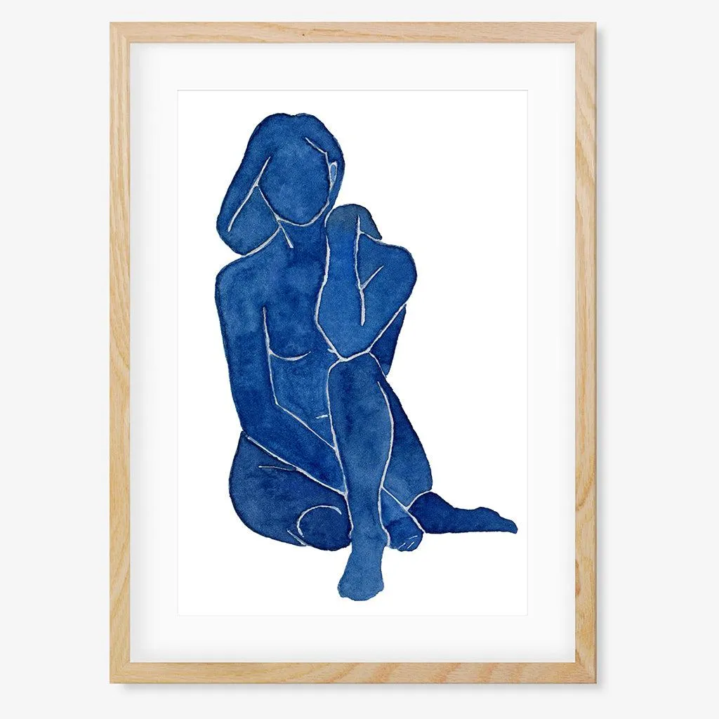 Blue Female Nude Framed Art