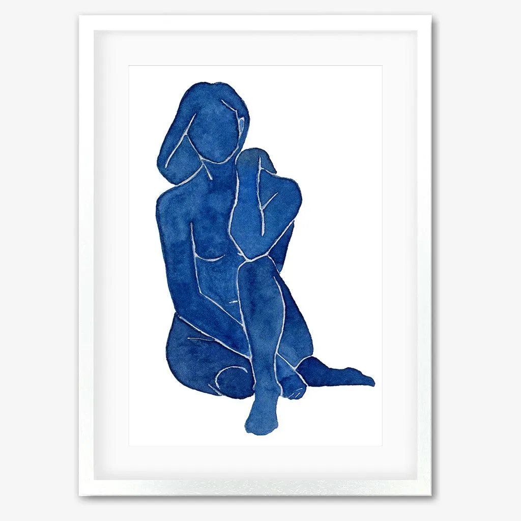 Blue Female Nude Framed Art