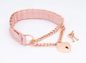 Blush Lace Front-Locking Martingale BDSM Collar