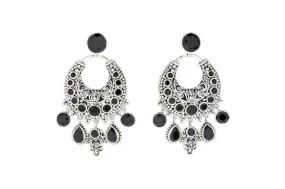 Bohemian Chandelier Earrings- Black Spinel