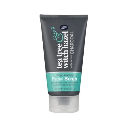 Boots Tea Tree And Witch Hazel Charcoal Facial Face Scrub 150Ml