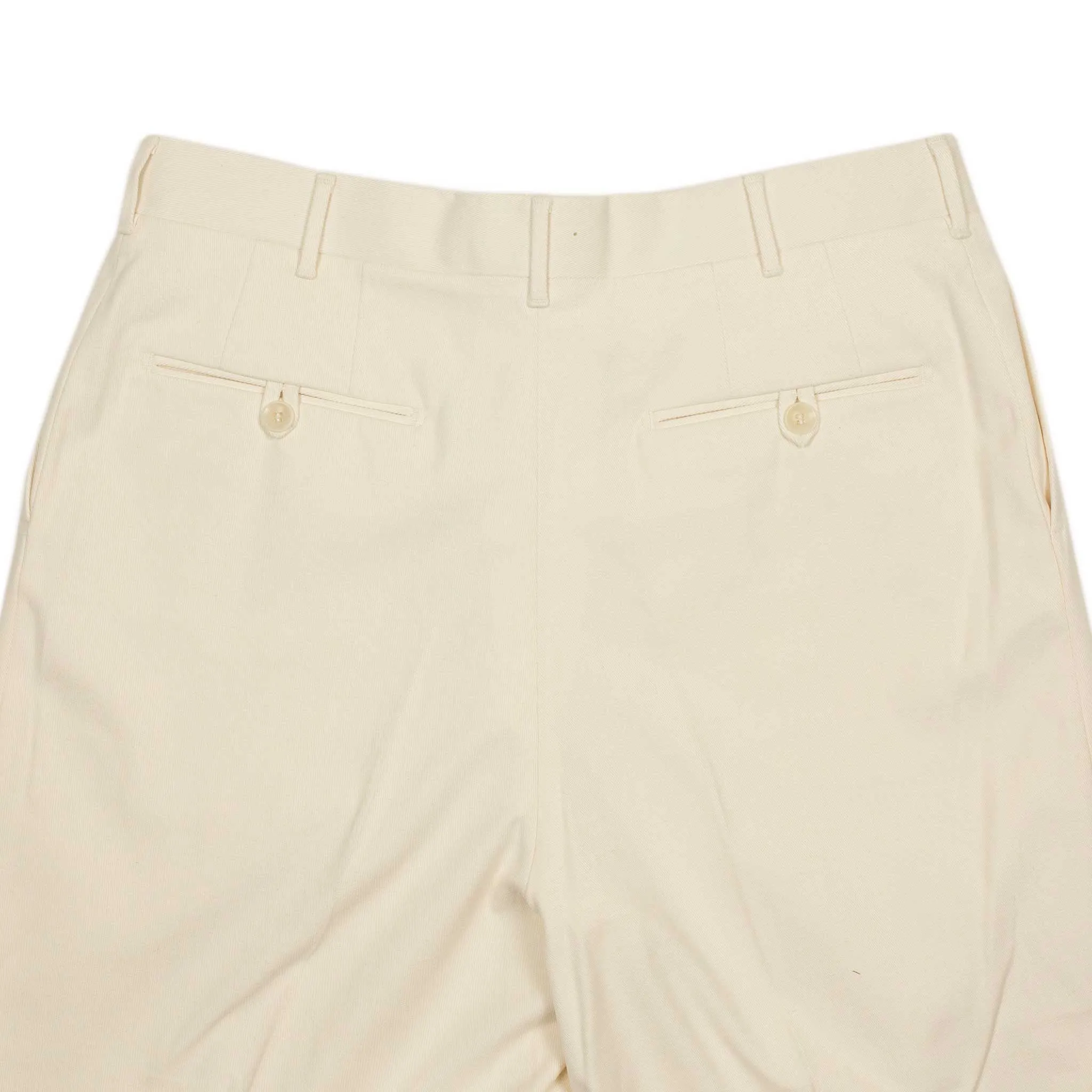 Brooklyn double-pleat high-rise wide fit trousers in cream cotton twill (restock)