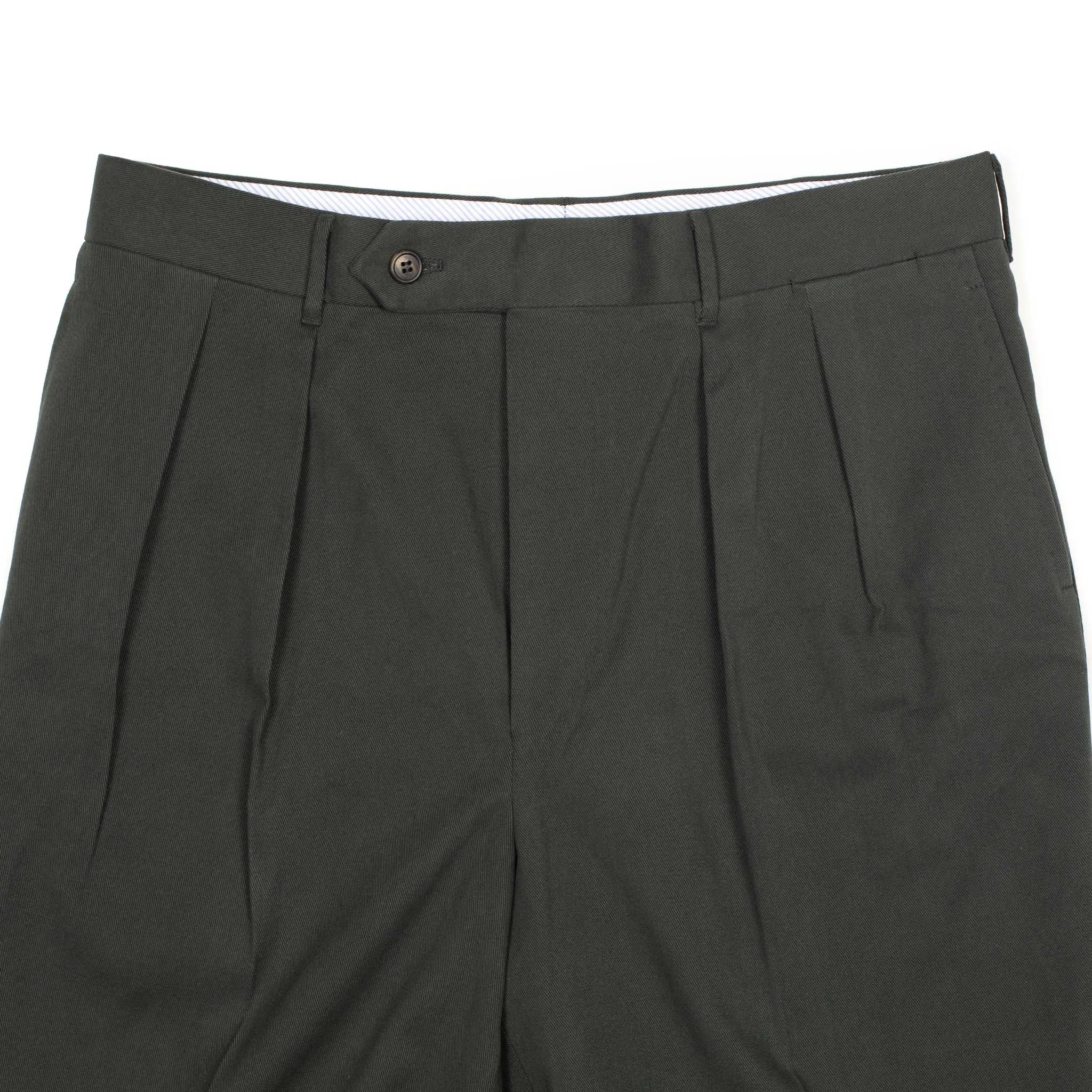 Brooklyn double-pleat high-rise wide fit trousers in slate grey cotton twill (restock)