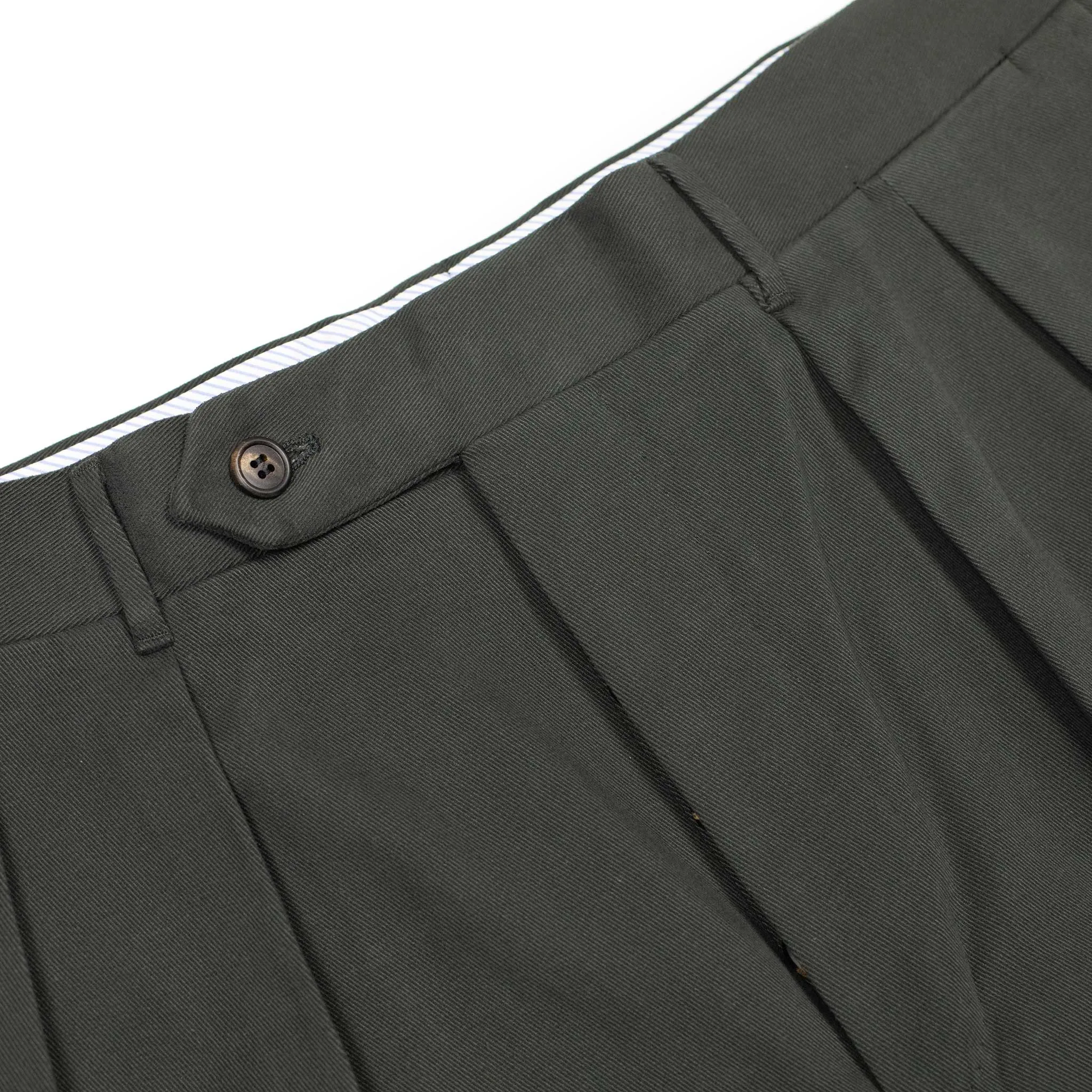 Brooklyn double-pleat high-rise wide fit trousers in slate grey cotton twill (restock)