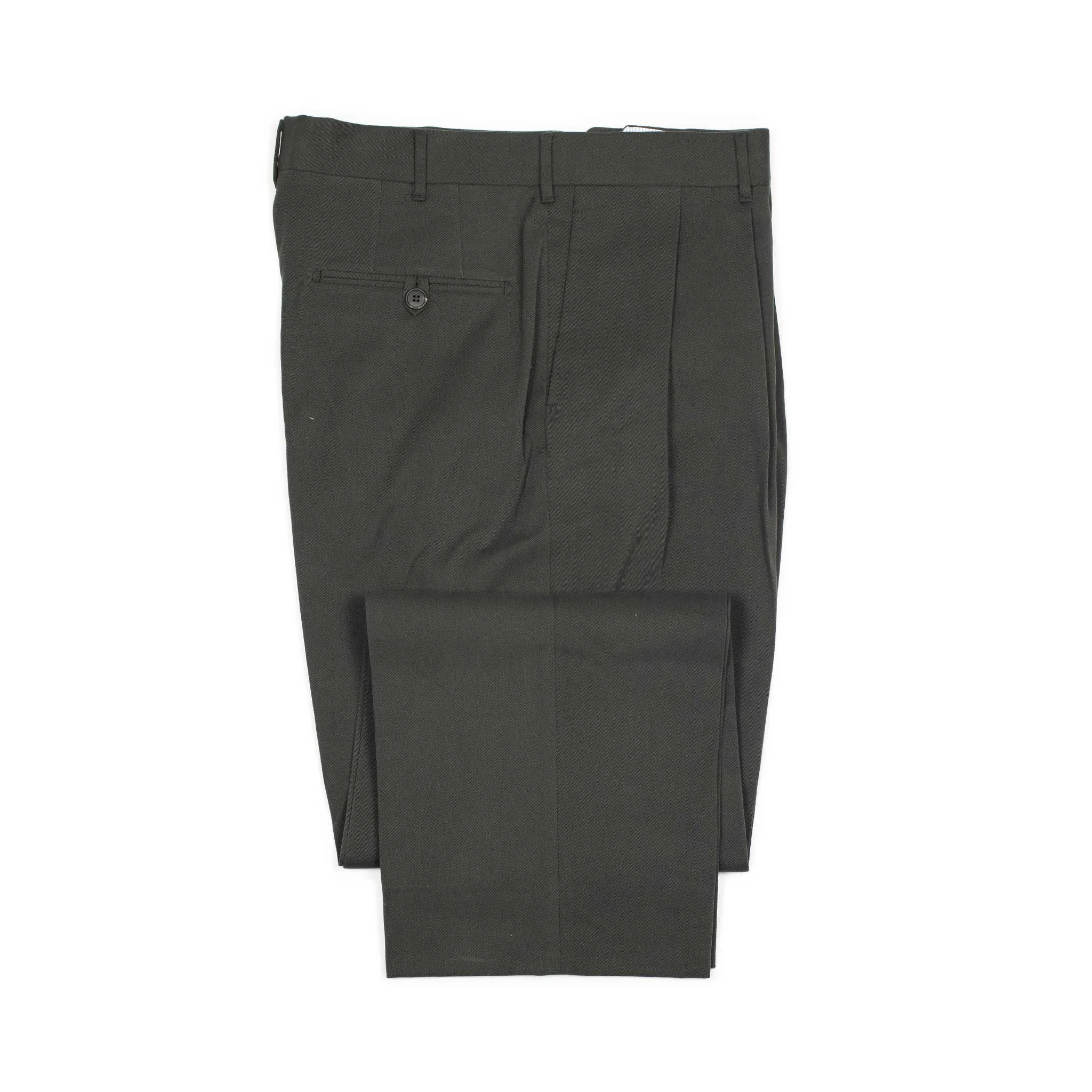 Brooklyn double-pleat high-rise wide fit trousers in slate grey cotton twill (restock)