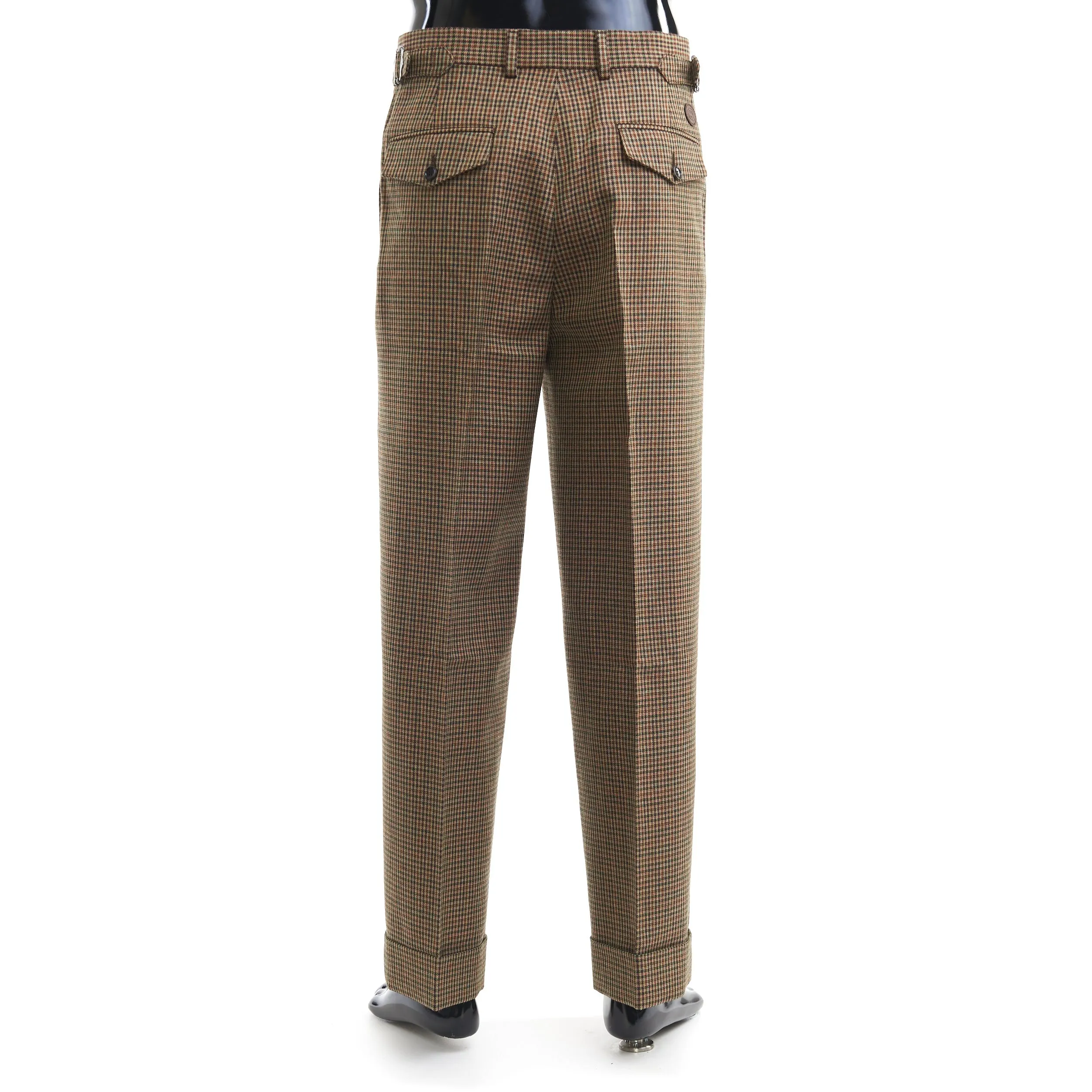 Check Wool Trouser With Patch In Brown And Orange