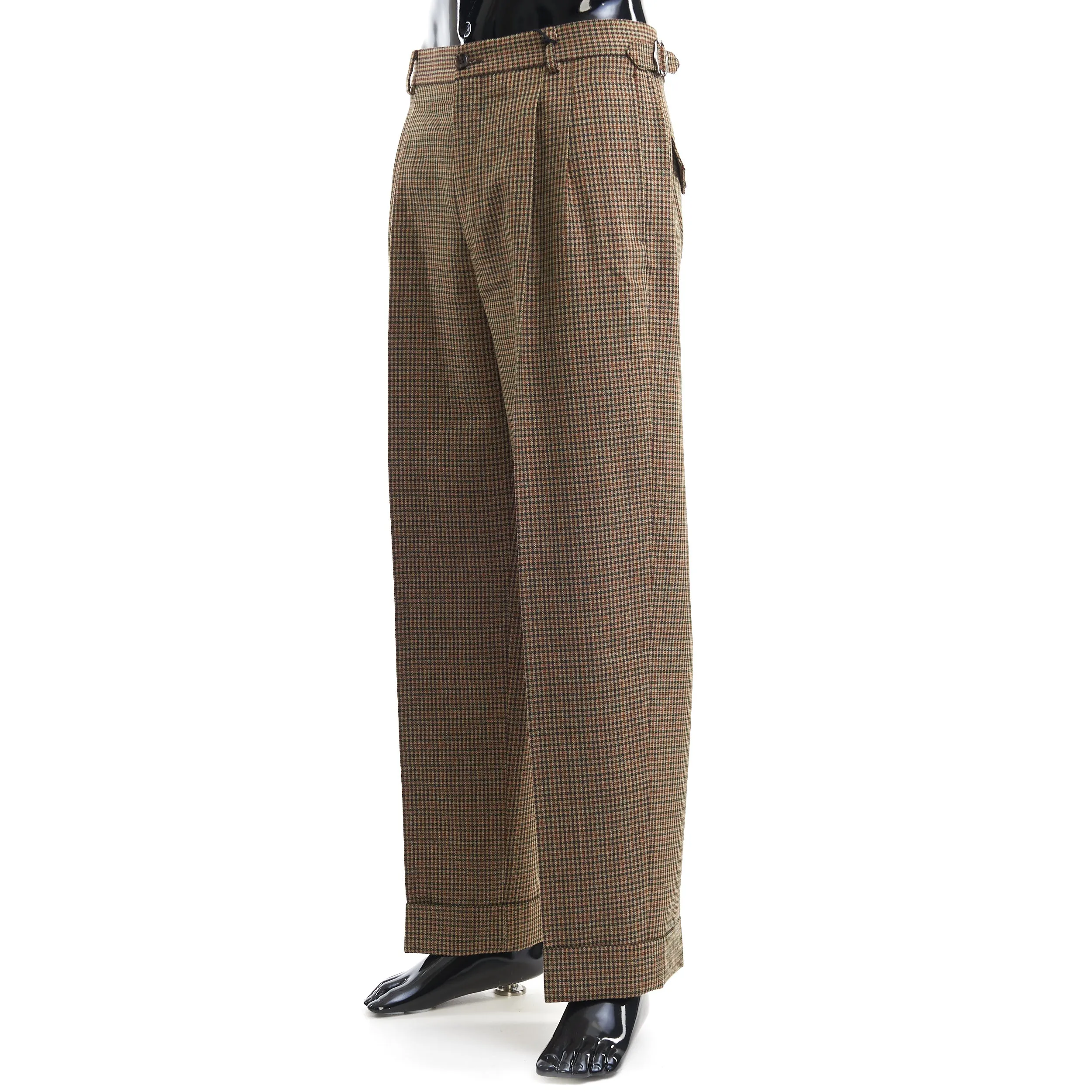 Check Wool Trouser With Patch In Brown And Orange