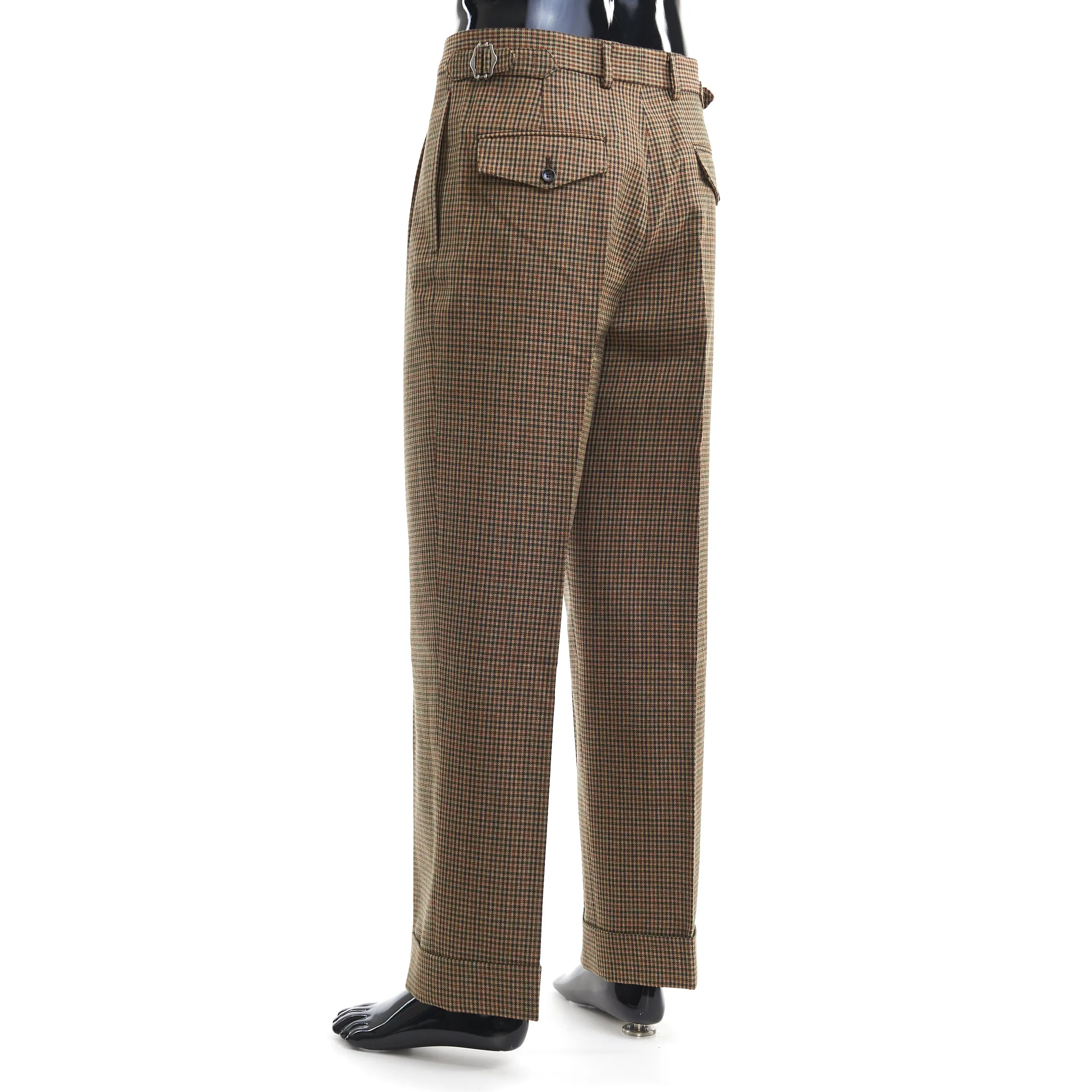 Check Wool Trouser With Patch In Brown And Orange