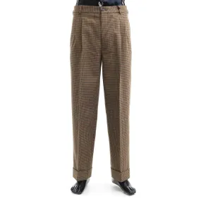 Check Wool Trouser With Patch In Brown And Orange