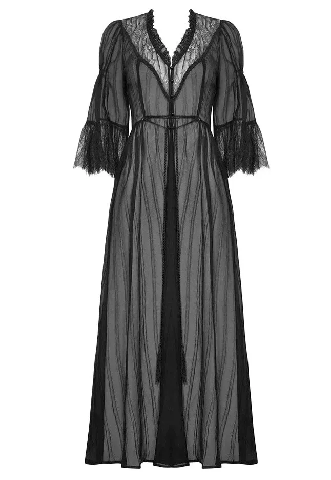 Dark In Love - Gothic Sexy Mesh Long Overwear Black - Cardigan