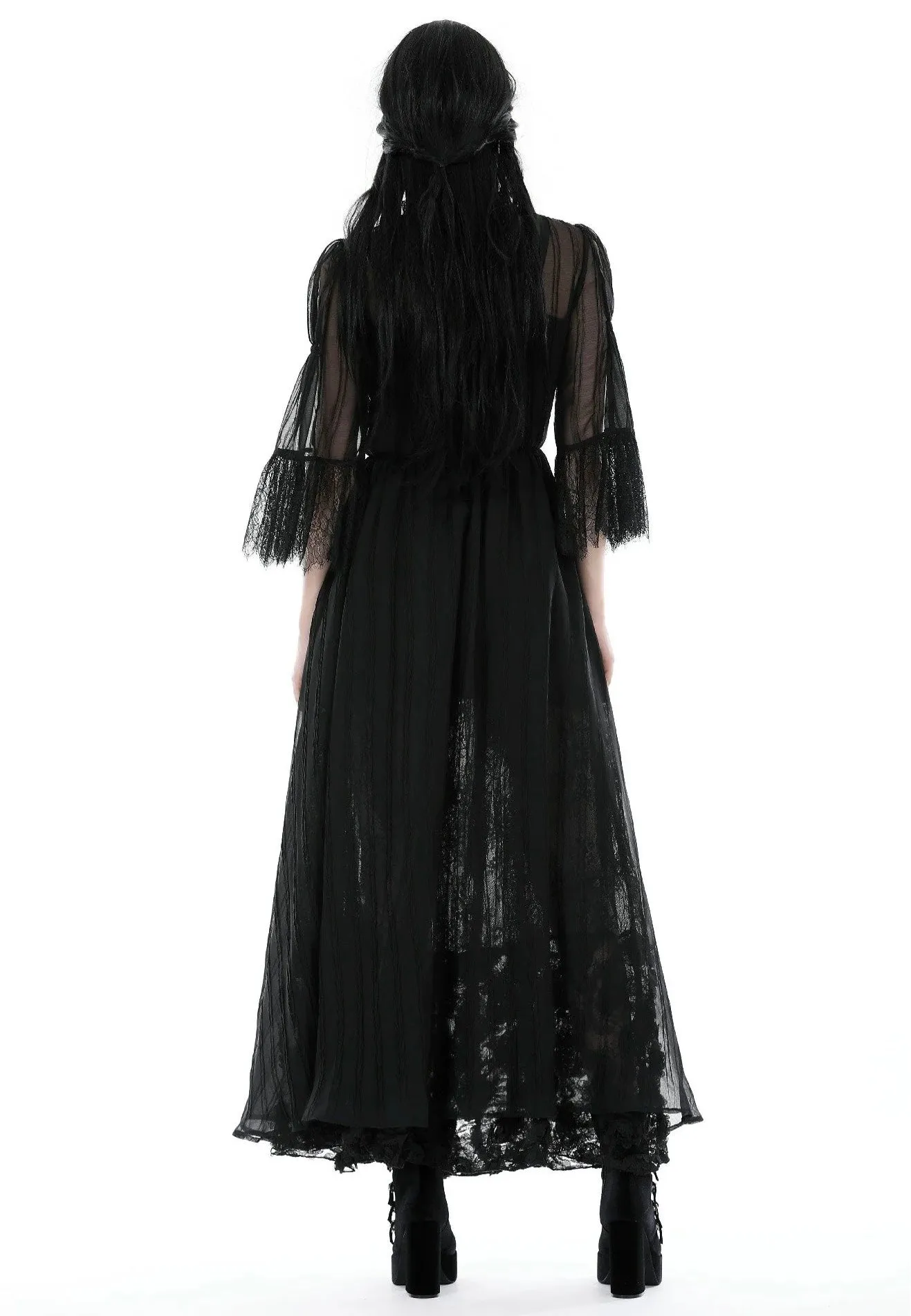 Dark In Love - Gothic Sexy Mesh Long Overwear Black - Cardigan