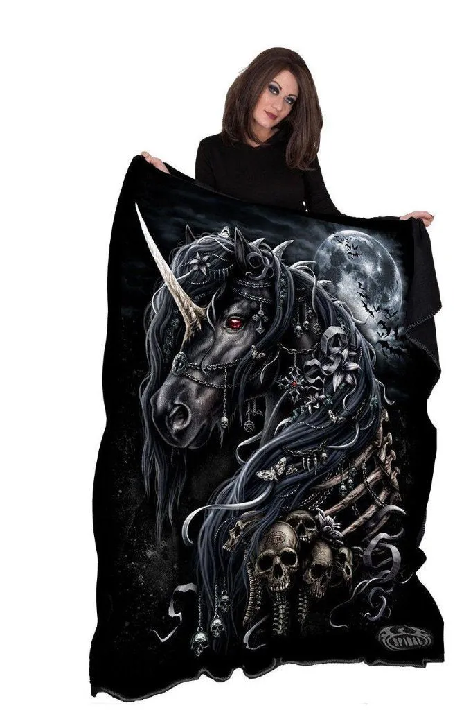 Dark Unicorn - Fleece Blanket With Double Sided Print