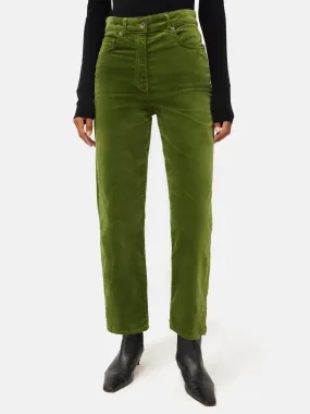 Delmont Velvet Tapered Jean | Green