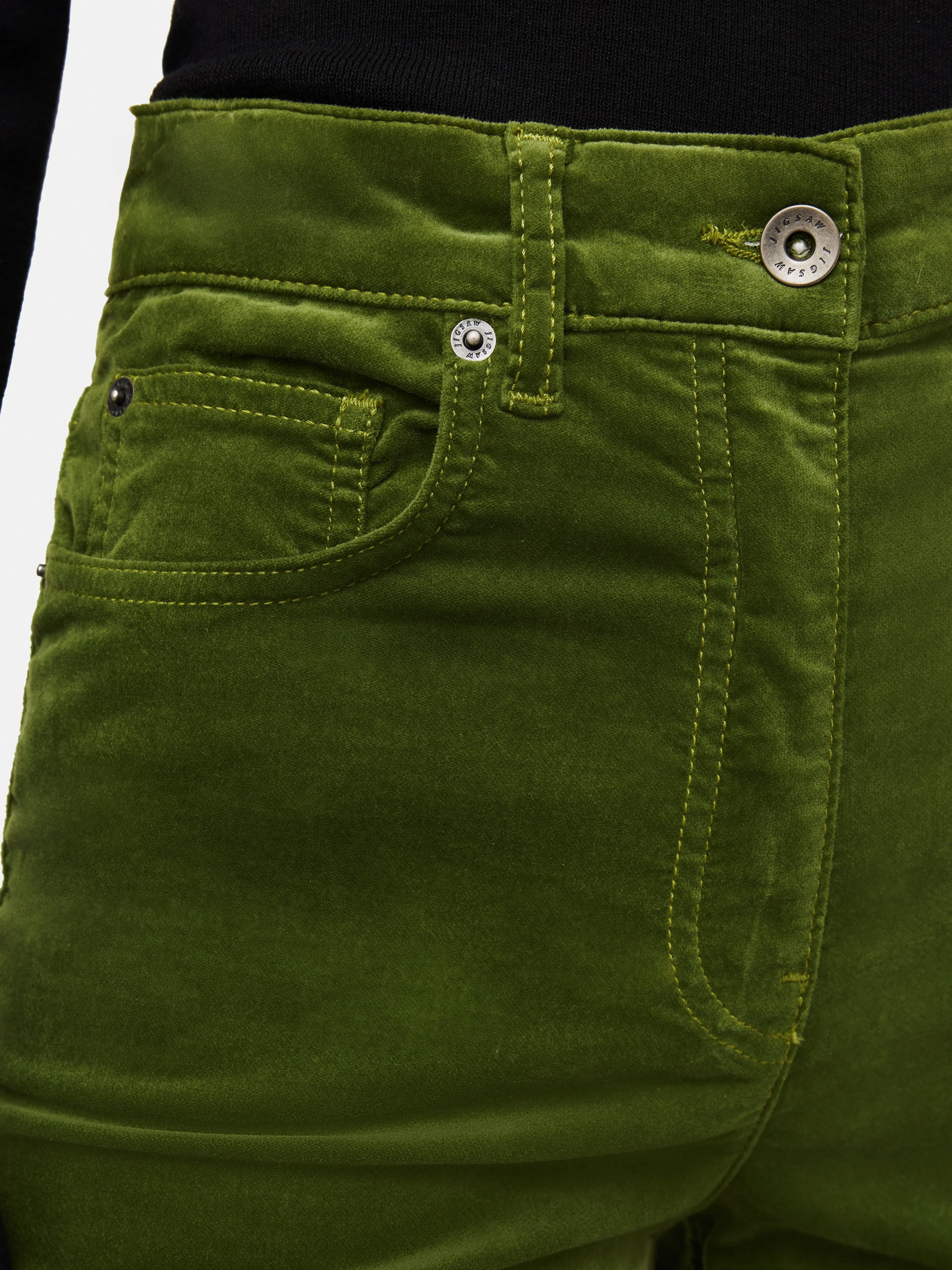 Delmont Velvet Tapered Jean | Green