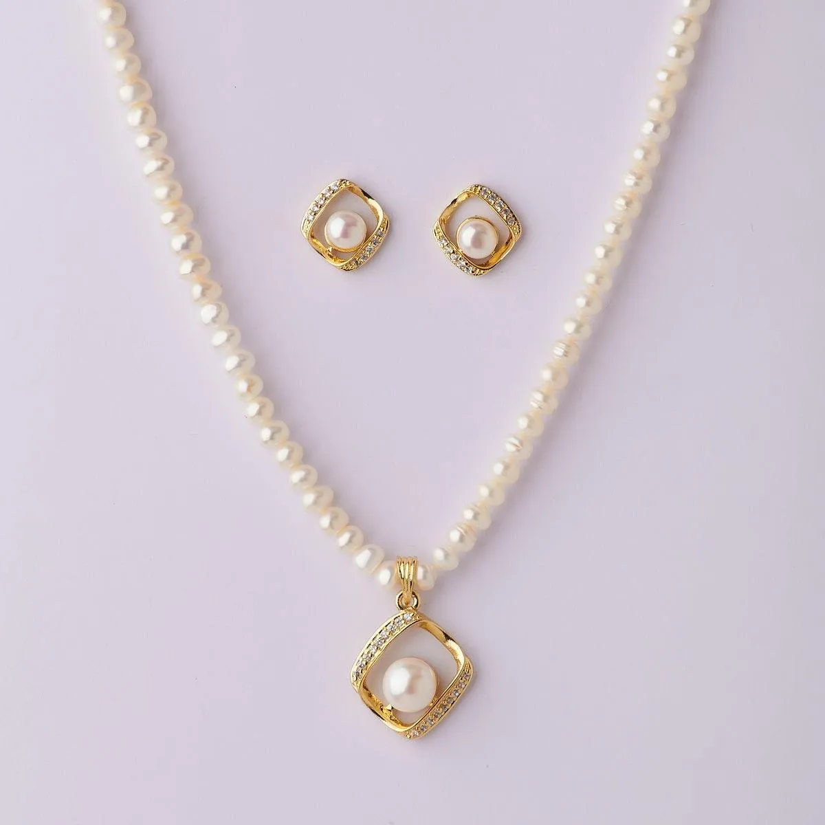 Elegant Real Pearl Pendant Set