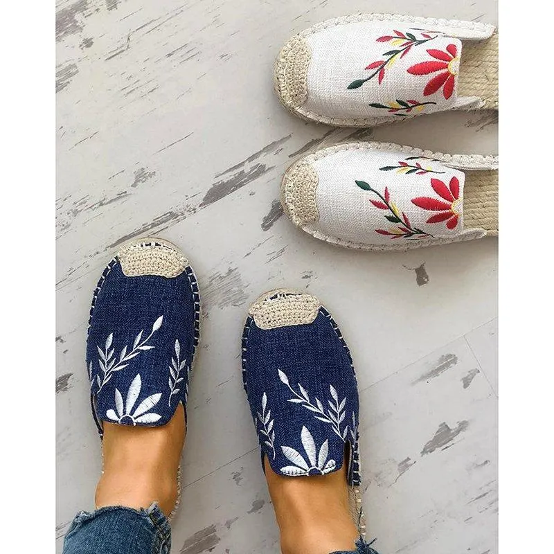 elveswallet Embroidered Espadrille Flat Slippers