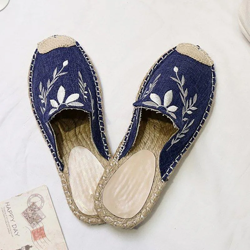 elveswallet Embroidered Espadrille Flat Slippers