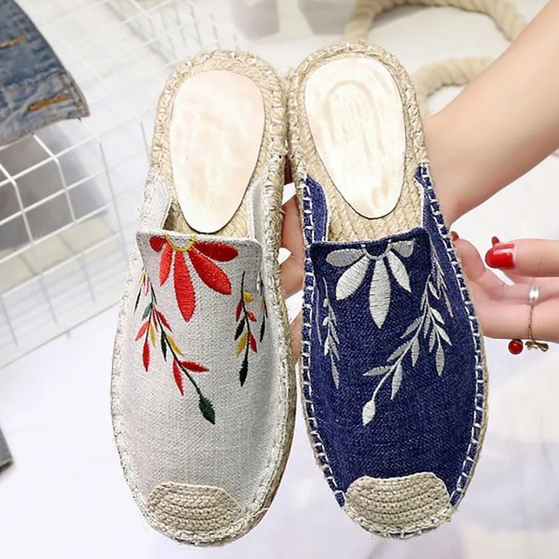 elveswallet Embroidered Espadrille Flat Slippers