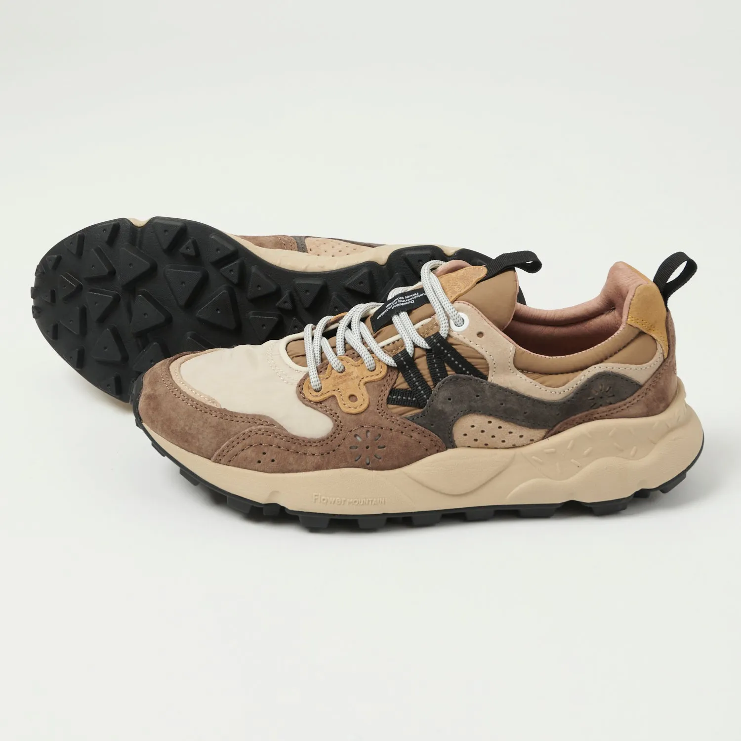 Flower Mountain Yamano 3 Man Suede/Nylon Rip-Stop Sneaker - Beige/Brown