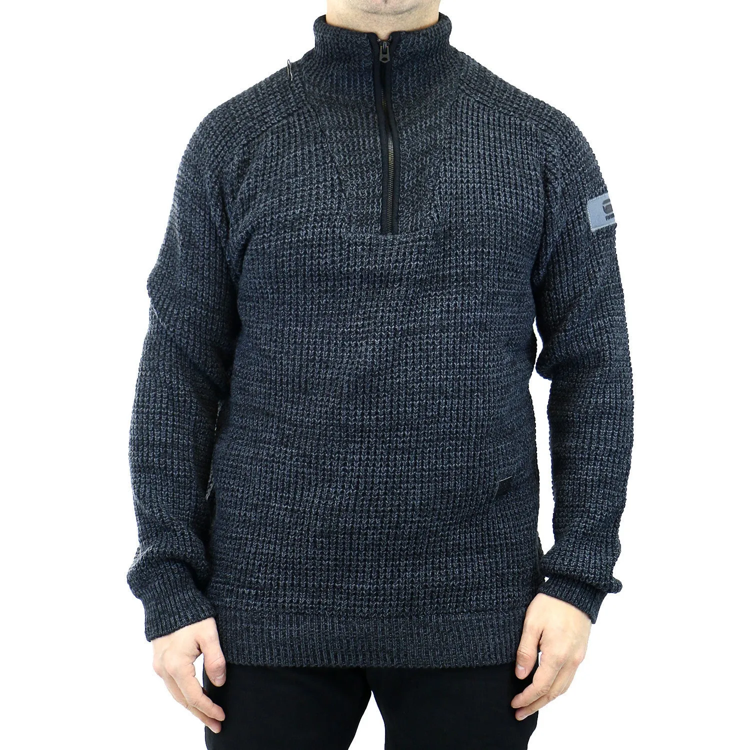 G-Star Binorma Zip Knit Pullover - Grey - Mens