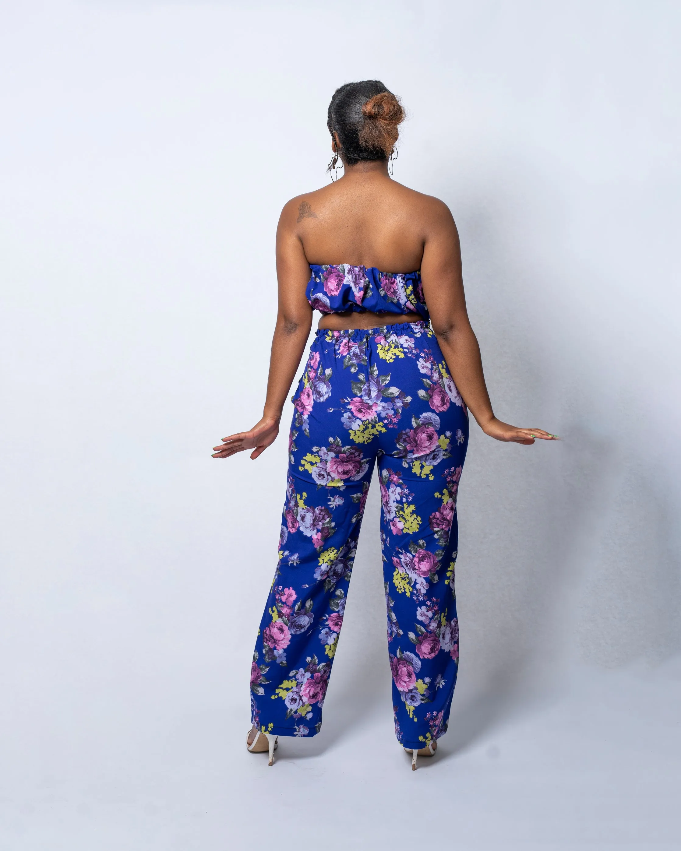 Gala Blue Floral Crop Top