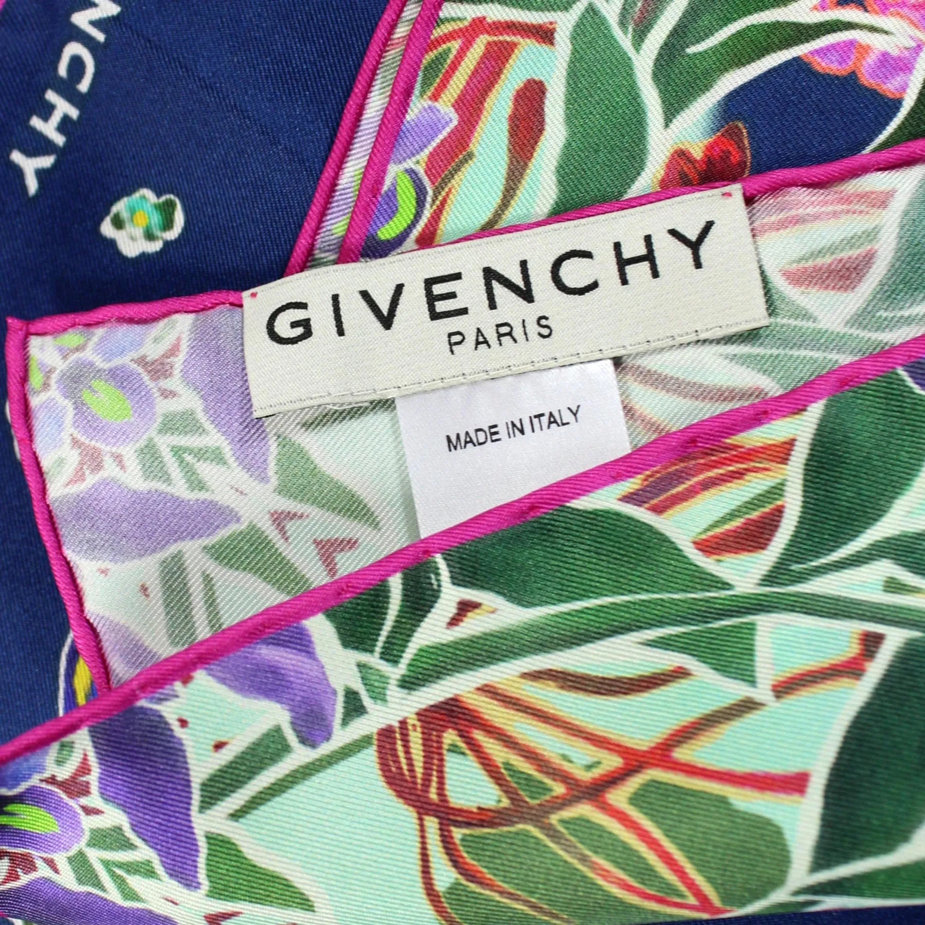 Givenchy Scarf Green Blue Pink Floral - Large Square Twill Silk Scarf SALE