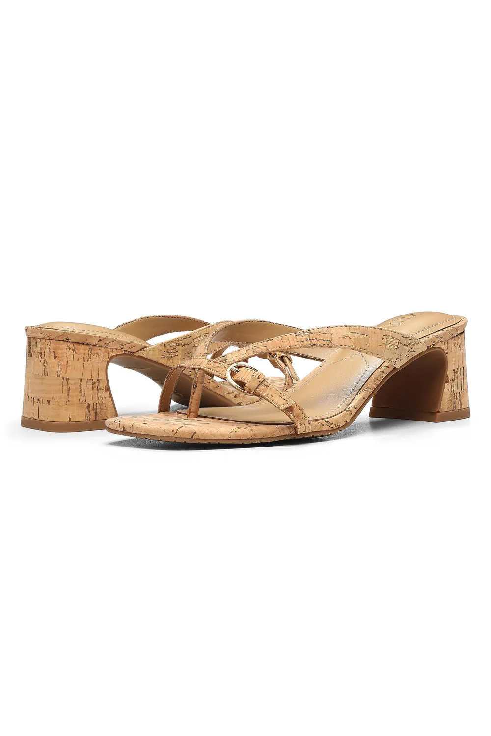 Glam Block Heel Sandals In Wide Width - Natural