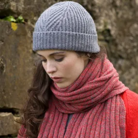 Grey Herringbone Knitted Hat