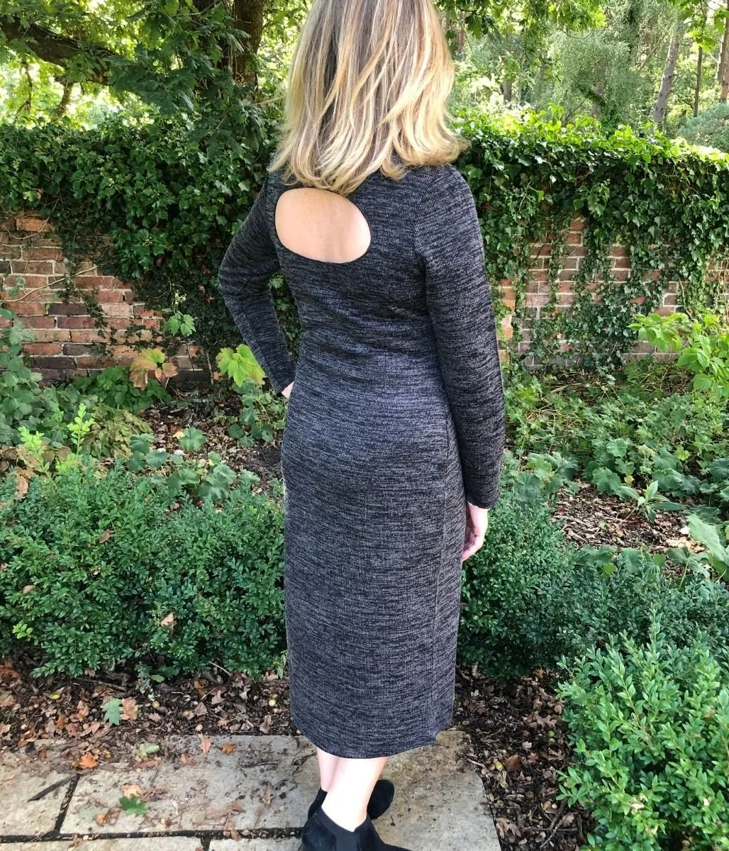 Grey Knitted Midi Dress