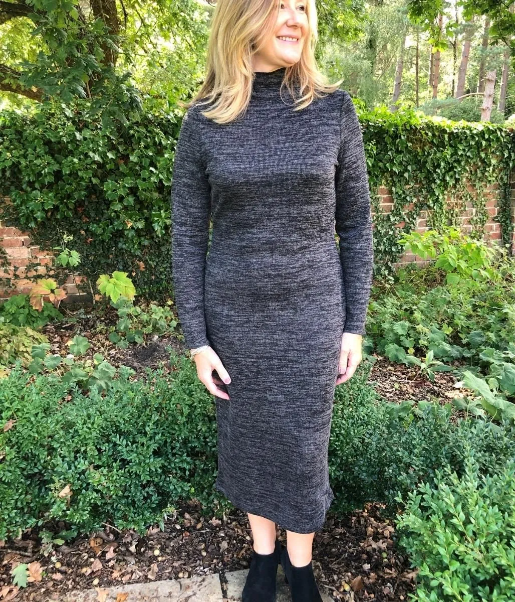 Grey Knitted Midi Dress