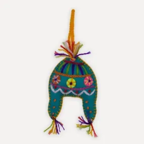 Hand Embroidered Ornament - Chullo - Blue