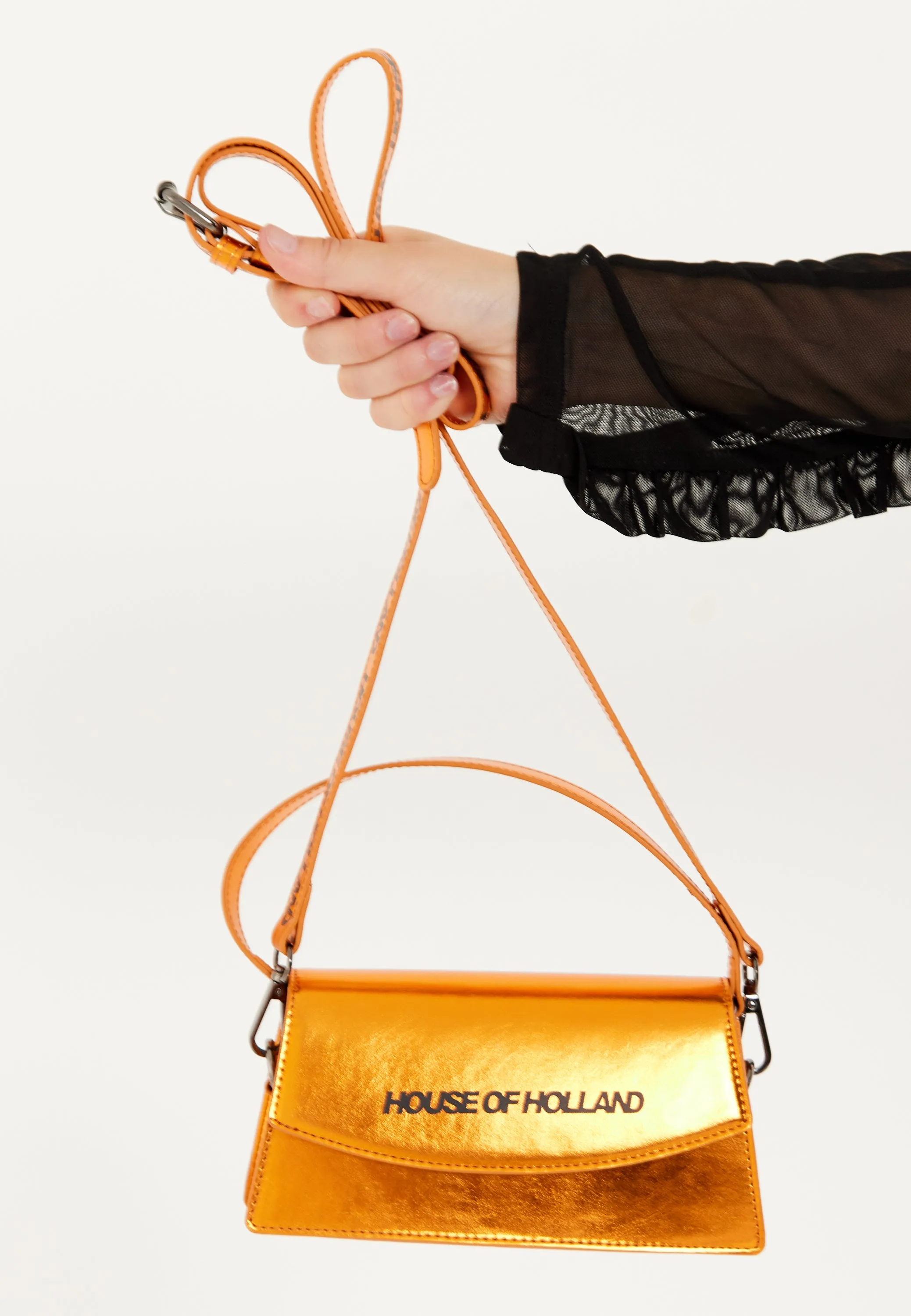 House of Holland Metallic Orange Crossbody Bag