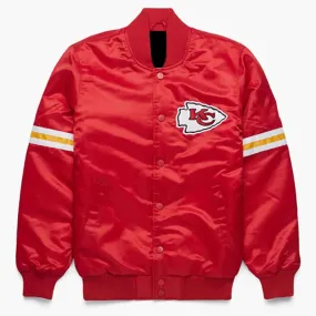 Kansas City Chiefs Throwback Starter 90s Letterman Bomber Varsity Satin Jacket