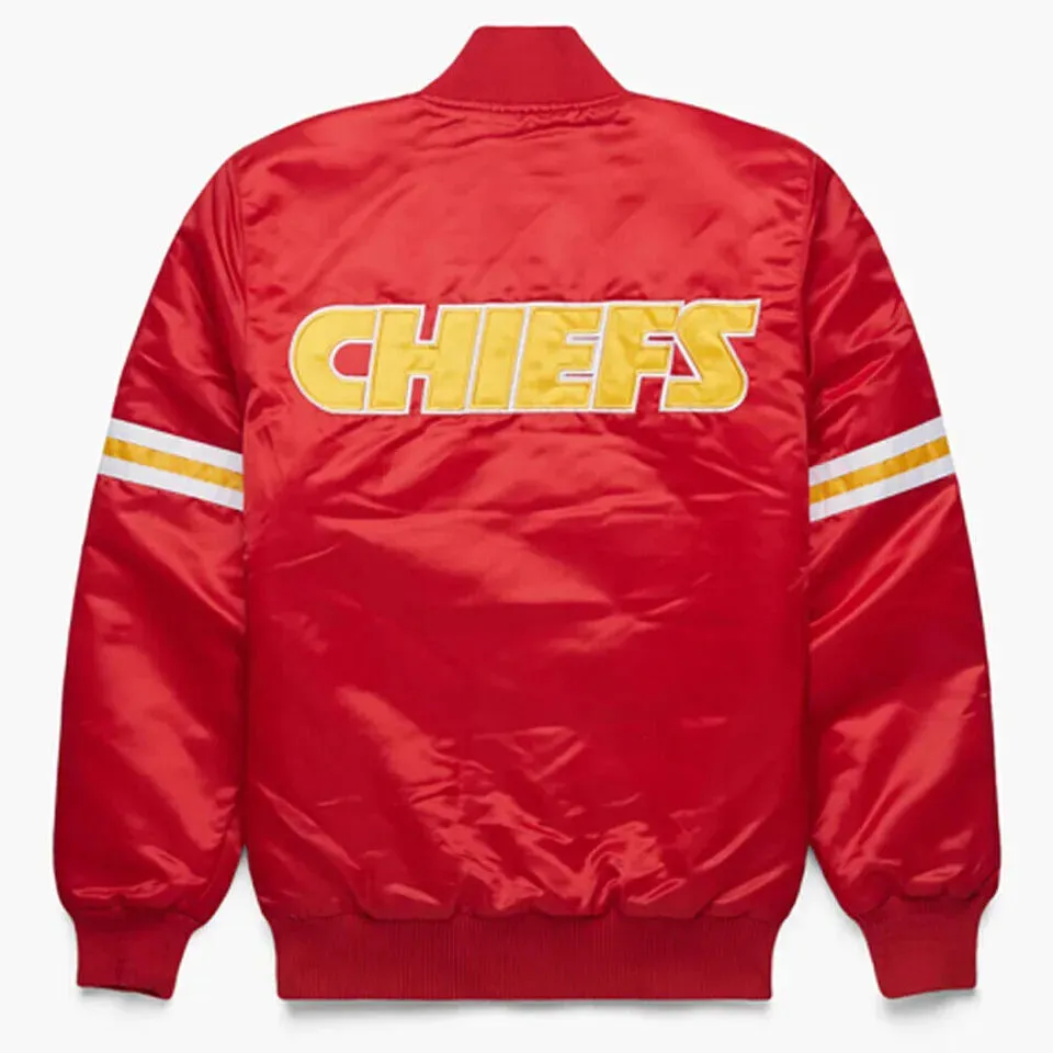 Kansas City Chiefs Throwback Starter 90s Letterman Bomber Varsity Satin Jacket