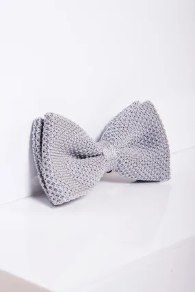 KB - Knitted Double Layer Bow Tie In Silver Grey