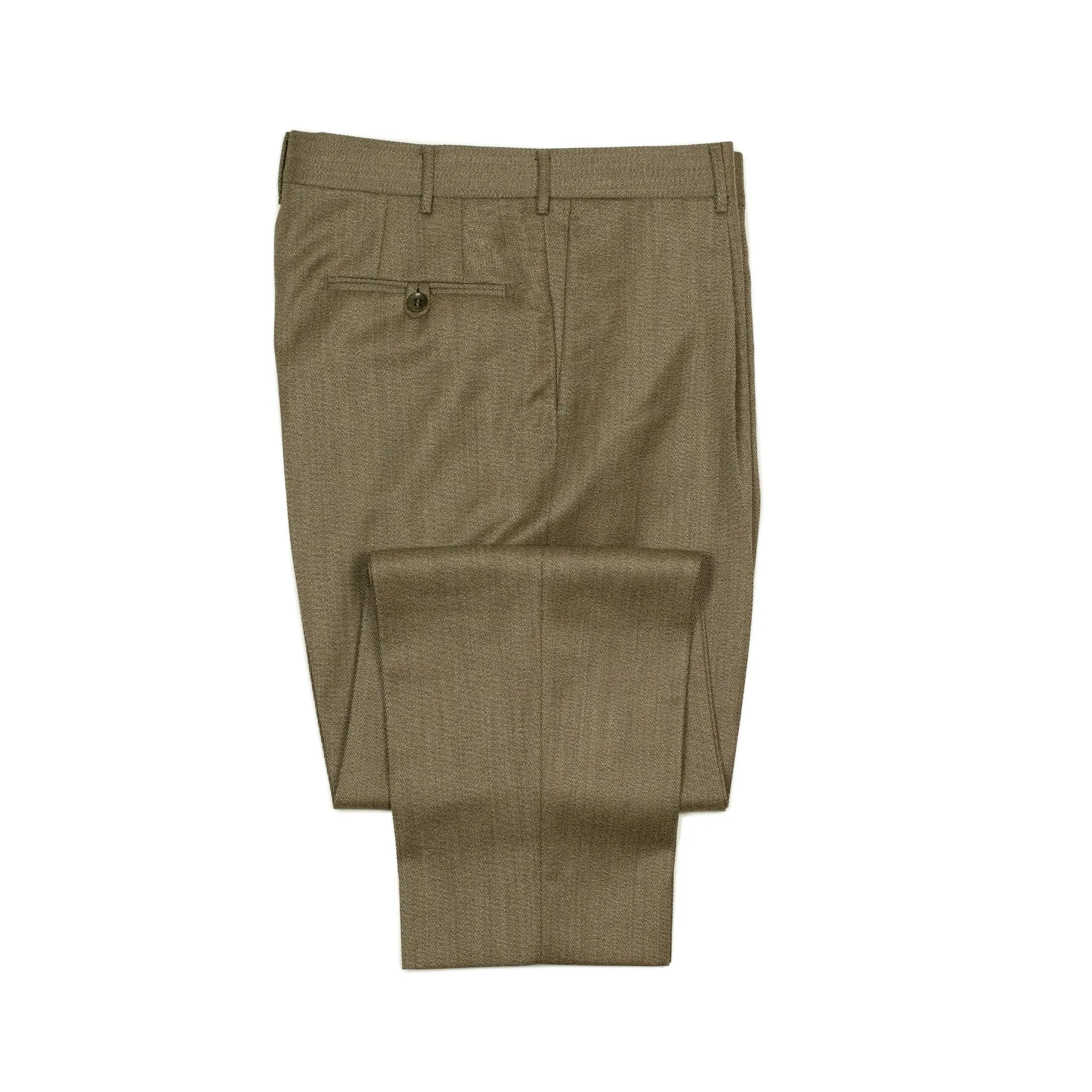 Manhattan high-rise wide tapered pleated trousers in brown melange cavalry twill wool (restock)