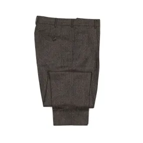 Manhattan high-rise wide tapered pleated trousers in grey tweed-like herringbone wool cashmere (restock)