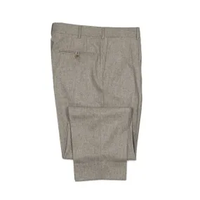 Manhattan high-rise wide tapered pleated trousers in oatmeal wool flannel (restock)